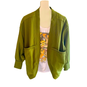 CHELSEA & THEODORE Oversized Green Fleece Jacket With Big Pockets
